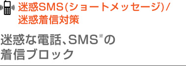 迷惑SMS(ショートメッセージ)/迷惑着信対策 迷惑な電話、SMS※の着信ブロック